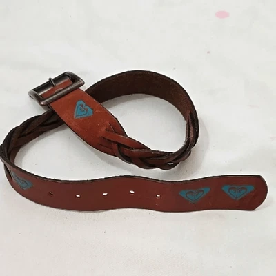 Roxy, Brown Vintage Leather Belt with Blue Heart Accents - Image 1 of 4