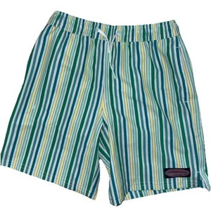 Vineyard Vines Boys Chappy Swim Trunks Citrus Green Yellow Stripe Size S NWOT - Picture 1 of 5