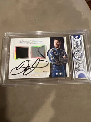 2016 National Treasures Dale Earnhardt Jr Dual Relic auto /15 HGA 9.5 - Image 1 of 4