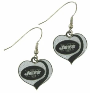 glitter heart earring swirl charm NFL Pick your team (New York Jets) - Picture 1 of 1