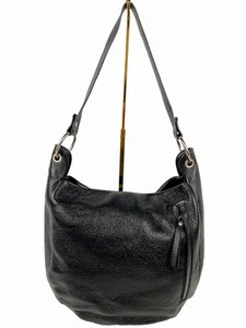 Valentina große schwarze Hobo-Schultertasche aus genarbtem Leder - Bild 1 von 13