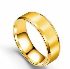 Anillo Charles - Alianza de boda de titanio dorado para hombre - Imagen 1 de 19