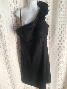 NWT Snap One Shoulder Ruffle Women's Dress Black Zip Size Plus 22 W - Picture 1 of 22