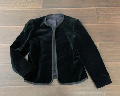 Винтажный Glenwick женщин черный официальный бархат блейзер куртка Sz 12 сделано в США - Изображение 1 из 4