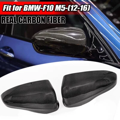 2x Tapas de cubierta de espejo retrovisor lateral de fibra de carbono real aptas para BMW M5 F10 2012-2016 F12 M6 Foto 1 de 4