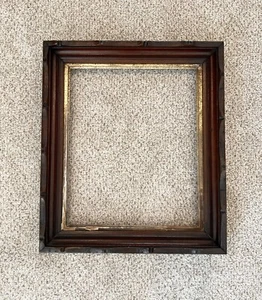 Antique Black Forest Primitive Carved Mahogany Deep Well Frame Fits 10” X 12” - Picture 1 of 8