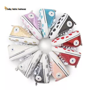 Baby Girls Glitter Canvas Shoes Soft Sole Toddler First Walker Infant High-Top - Picture 1 of 16