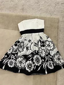 A.P.N.Y. STRAPLESS BLACK AND WHITE DRESS WITH FLORAL SKIRT BLACK TIE WIOMENS 8 - Picture 1 of 3