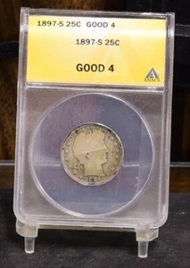 1897-S Barber Quarter - ANACS Good 4 (#53782-L) - Picture 1 of 12