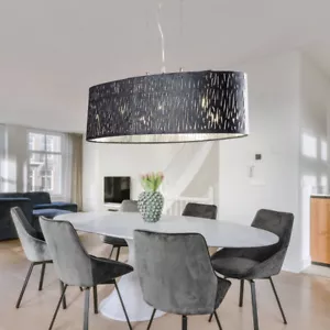 Luce a Sospensione Sala da Pranzo Lampada Argento Metallizzato Velluto Grigio - Foto 1 di 7