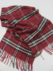 ROYAL ROSSI Pura Cachemira Negro Rojo Crema TARTÁN CUADROS Bufanda 56" Largo Usado en Excelente Condición - Imagen 1 de 5