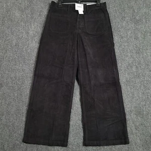 American Eagle Low Rise Baggy Wide Leg Corduroy Pants 4 Short Black NEW Y2K - Picture 1 of 10