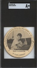 1954 Dixie Lids Enos Slaughter Large 3 3/16 Right Cardinals Rare Back SGC