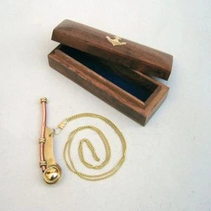 BRASS COPPER BOATSWAIN WHISTLE With BOX - BOSUN WHISTLE - NAUTICAL MARITIME   - Picture 1 of 1