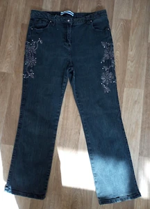 NEW BM DENIM JEANS SIZE 14. 5 POCKETS. PRETTY WORKING AT SIDES. straight legs - Picture 1 of 10