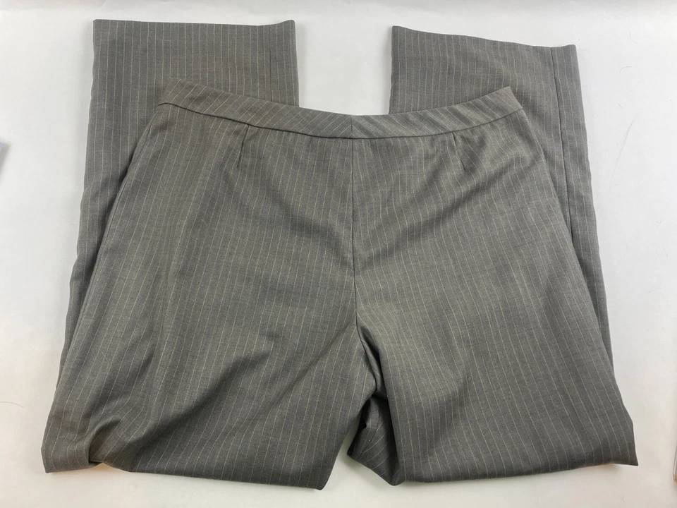 Le костюм брюки женщин плюс размер 18 коричневый и серый в тонкую полоску с подкладкой широкие ноги - Изображение 1 из 4