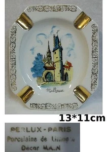 Mulhouse Souvenir Aschenbecher, Limoges Porzellan, handdekoriert, Perlux Paris - Bild 1 von 1