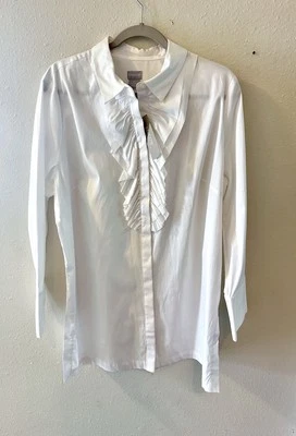 Camisa túnica Chicos de popelina frontal con volantes talla 3 LG alabastro blanca manga larga nueva con etiquetas Foto 1 de 4