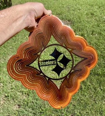 Pittsburg Steelers Logo 13" Spiral Wind Spinner with Spinner Hook - Yard Art - Image 1 of 4
