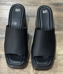 BP DYLAN Black Platform Slide Sandals Size 12M Women’s EUC - Picture 1 of 4