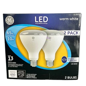 GE 2-Pack LED DIMMABLE Warm White Indoor Floodlight LEDBR30 Brand New Unopened - Picture 1 of 5