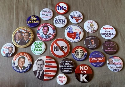 Prendedores políticos - Republicanos - Lote de 23 - Reagan/Bush/Giuliani/Limbaugh/Lungren Foto 1 de 4