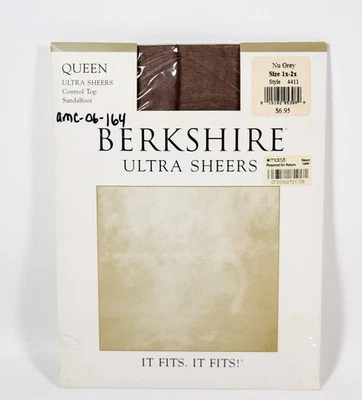 Berkshire Ultra Sheer Control Top Pantyhose Sandlefoot NU GREY Sz1X-2X Style4411 - Image 1 of 2