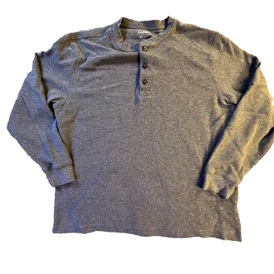 Camisa L.L.Bean Henley Para Hombres Grande Gris Tejido Gofre Térmica Manga Larga Pullover Foto 1 de 4