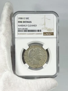 1908 O Barber Half Dollar NGC Fine Details 50c Coin - Picture 1 of 4