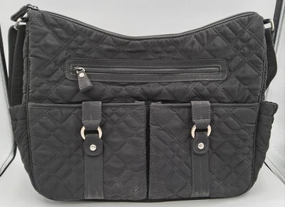 Bolsa de pañales Vera Bradley acolchada negra forrada con estampado de cebra de vinilo Foto 1 de 4