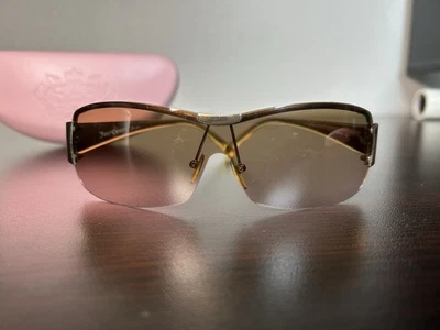 Vintage Y2K Juicy Couture Shades Of Couture Gold and Brown Shield Sunglasses - Image 1 of 4
