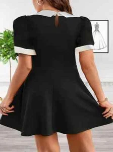 Negro Sexy Picante Divertido Damas Cosplay Mini Vestido Escolar NUEVO Talla 18 - Imagen 1 de 4