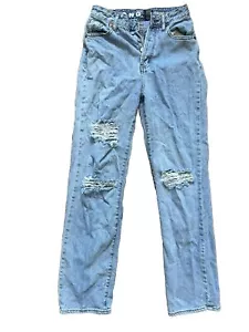 S.O.N.G. Pantaloni a strappo Boyfriend Jean anni '90 regolari denim blu dritto 1/25 - Foto 1 di 4