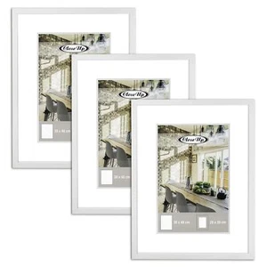Posterrahmen 30 x 40 cm Weiß Passepartout, 3er Set Bilderrahmen Fotorahmen Bild - Bild 1 von 7