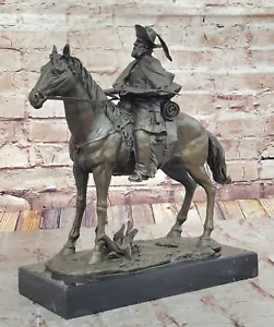 Westen Old School West Frederic Remington 100% echte Bronze Skulptur Kunstwerk - Bild 1 von 10