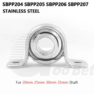 SBPP Metric Pressed Self Lube Pillow Block Bearing Housing Units Stainless Steel - Picture 1 of 12