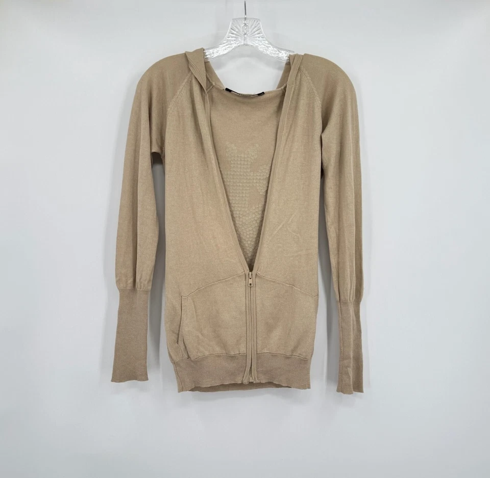 Cárdigan con Capucha Paula Thomas para TW Taupe Cashmere Seda Detalle Cuentas Talla M Foto 1 de 4