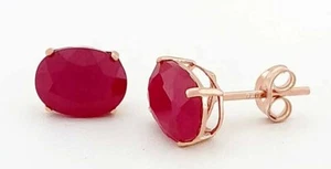 GENUINE 4.28 Cts RUBY STUD EARRINGS 14K ROSE GOLD - Free Certificate Appraisal - Picture 1 of 7