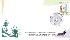Costa Rica 1998 50° Anniversario dell'Indipendenza dell'India FDC - Foto 1 di 2