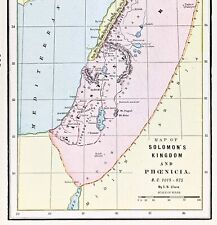 ANTIQUE 1898 Solomon's Kingdom Map Phoenicia Palestine Jerusalem RELIGION