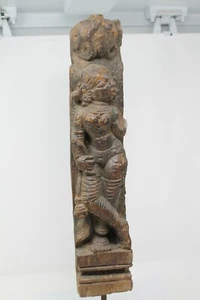 Antiguo panel de pared original tallado a mano de madera para dama del sur de la India NH6374 - Imagen 1 de 12