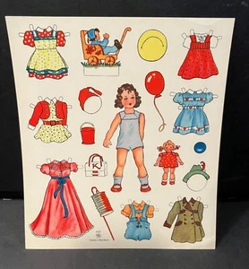 Muñeca de papel alemana vintage de los años 40 Berlín Occidental cartulina sin cortar - Imagen 1 de 4