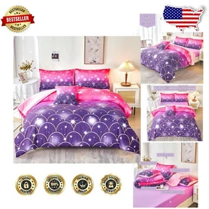 Sparkling Gradient Mermaid Bedding Set in Pink and Purple - 6-Piece Full Set - Picture 1 of 10
