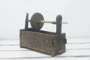 Seltene 1800er Primitive Antq. Handgefertigte Holzflachs Wollgarn Spinnen Wickelbox #15 - Bild 1 von 10