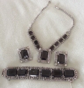 Vintage Juliana Smokey Strass Parure (Ohrringe, Armband & Halskette) - Bild 1 von 7