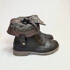 Wanted Colorado Combat Boots Womens 8 Brown Faux Leeather Fold-over Knit Lining