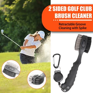 2 Sided Golf Club Brush Cleaner Retractable Groove Cleaning Tool Kit with Spike - Picture 1 of 24