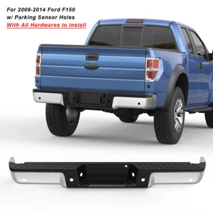 Chrome Rear Bumper Assembly For 2009-2014 Ford F-150 F150 W/ Parking Sensor Hole - Picture 1 of 5