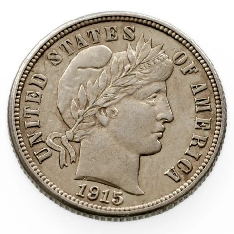 1915 10C Barber Dime About Uncirculated Condition Cover