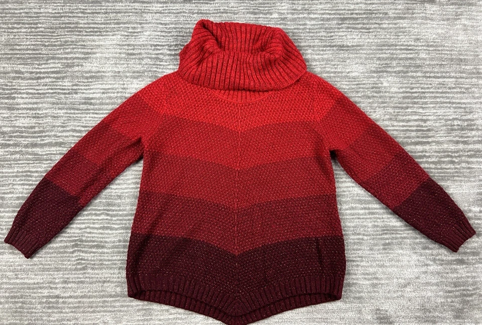 Suéter A. Byer Mujer Mediano Rojo Dorado Metálico Manga Larga Capucha Cuello Foto 1 de 4